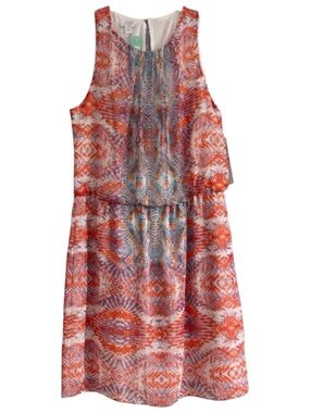 NWT London Times Annett Dress Size 12 Red Boho Floral Fit Flare Spring Summer